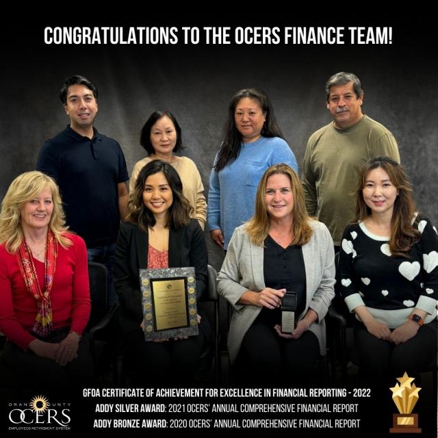 OCERS Finance Team with recent awards received