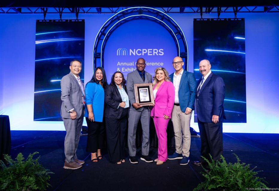 OCERS Trustees and Staff with plaque